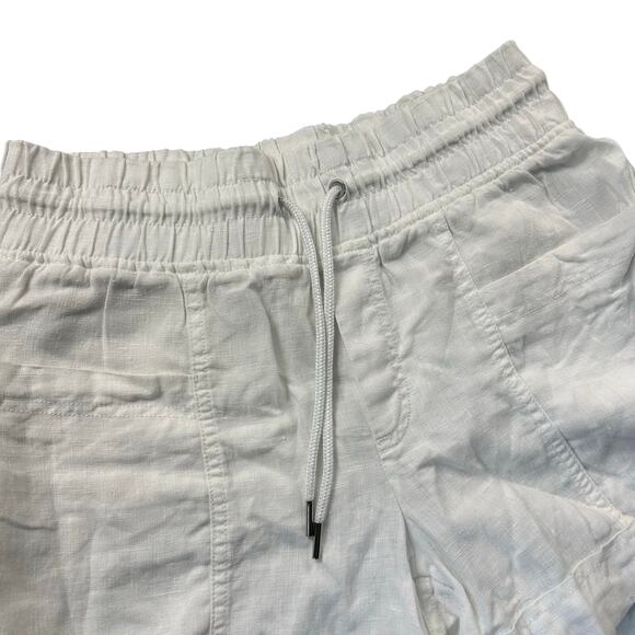 Athleta Cabo Linen 4" Shorts White Women's 6 Lightweight Summer Drawstring - Picture 3 of 5